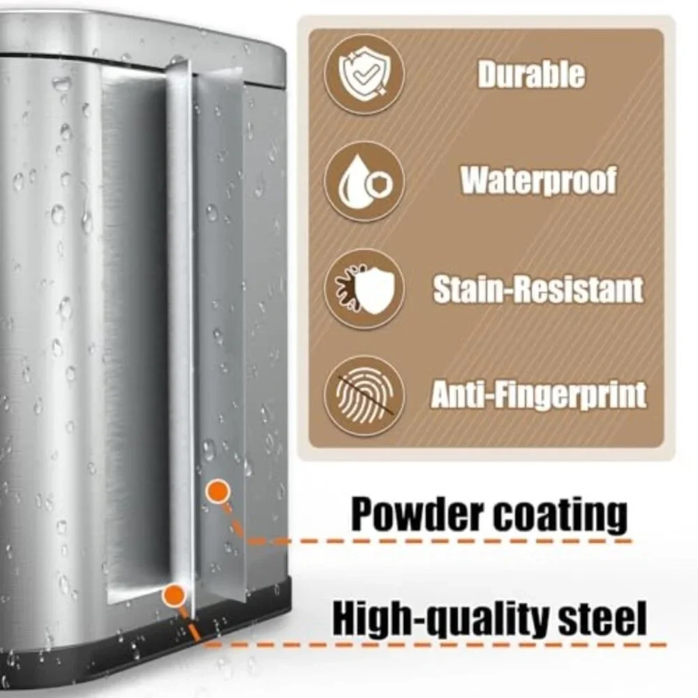 Dog Poop Trash Can Outside with Odor Control Lid & Step Pedal, 3.2Gal Stainless
